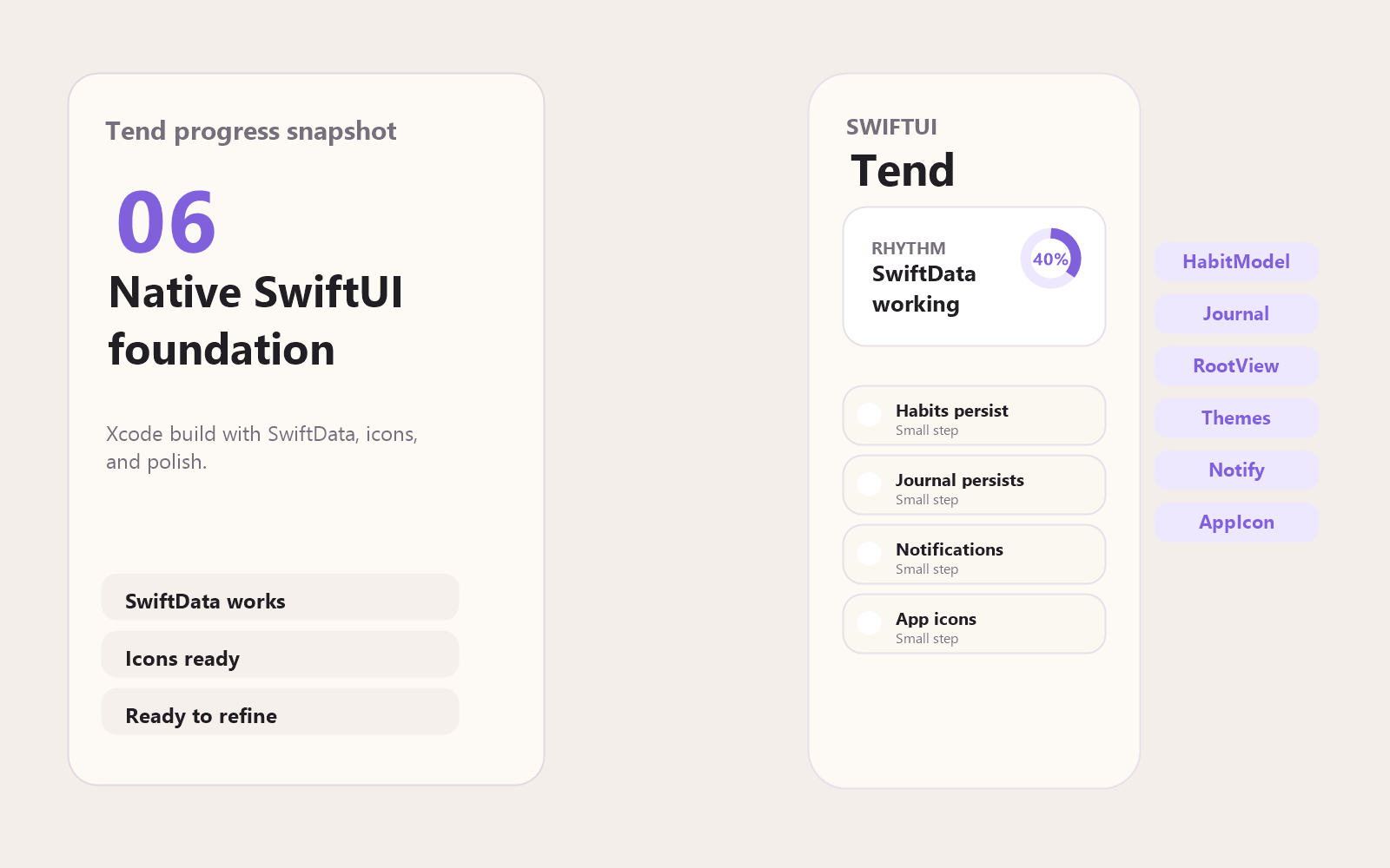 Tend native SwiftUI foundation snapshot