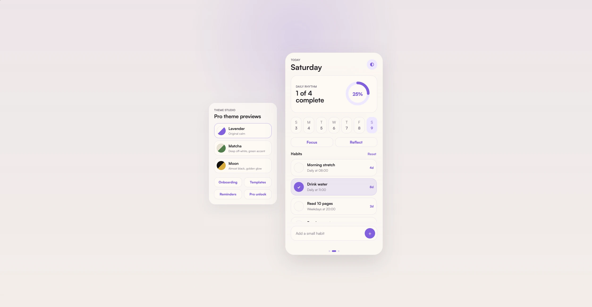 Tend daily habit check-in interface